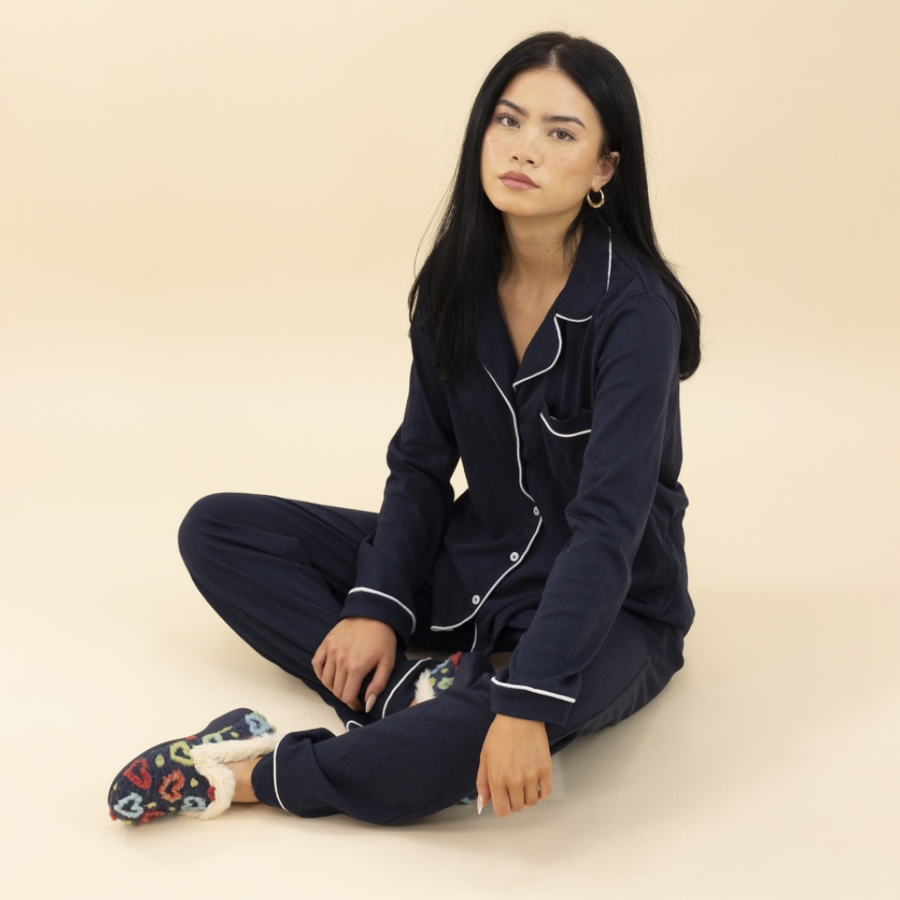 Lunar KLA230 BL Truffe Navy Full Slipper