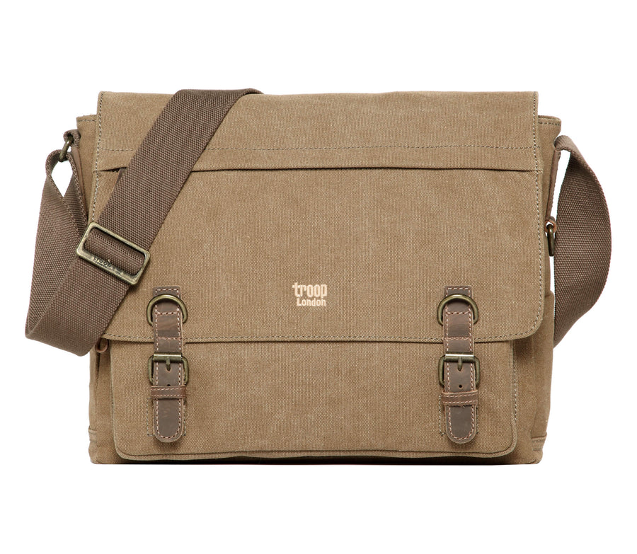 Troop London TRP0207 Classic Laptop Messenger Bag in Brown