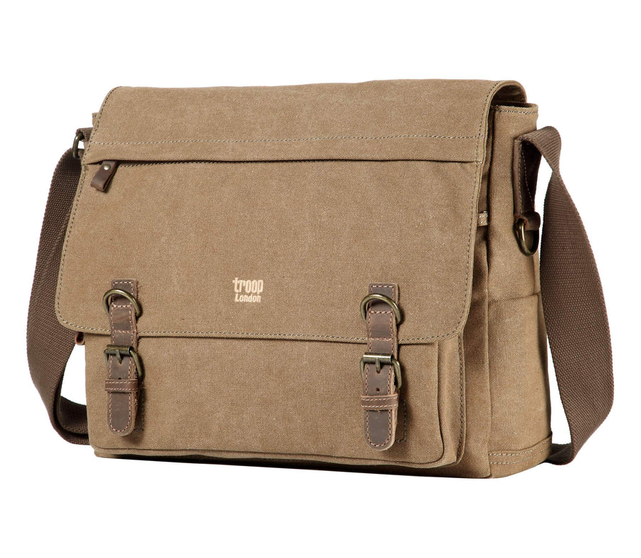 Troop London TRP0207 Classic Laptop Messenger Bag in Brown