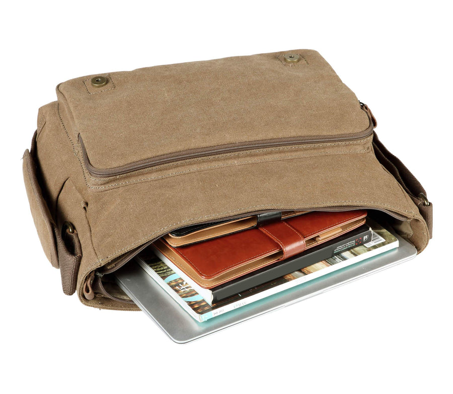 Troop London TRP0207 Classic Laptop Messenger Bag in Brown