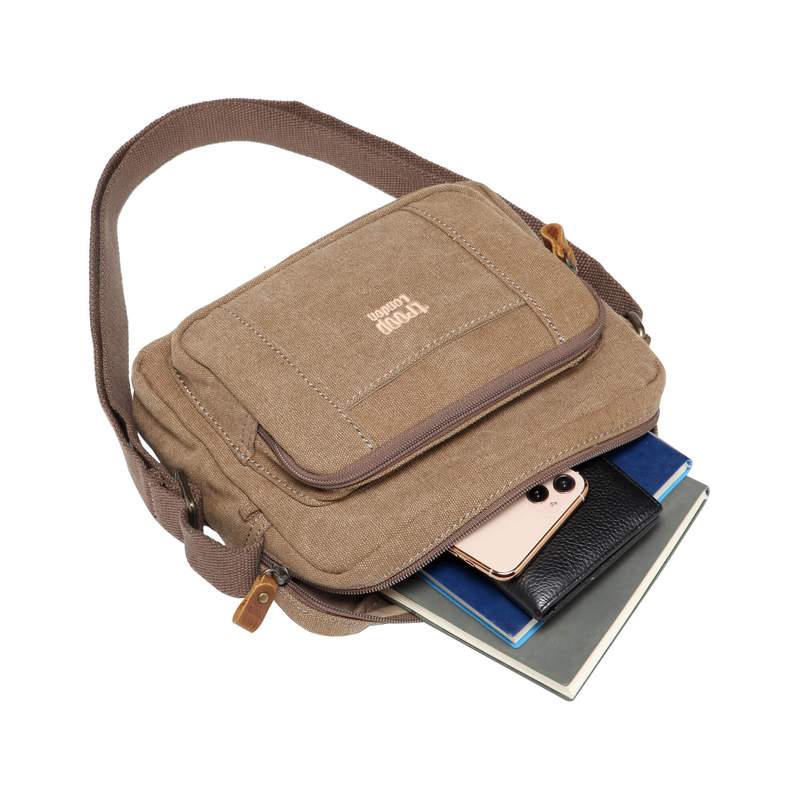 Troop London TRP0235 Classic Across Body Bag in Brown